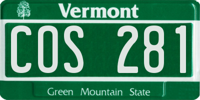 VT license plate COS281