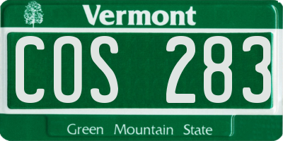 VT license plate COS283