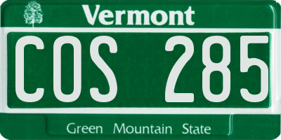 VT license plate COS285