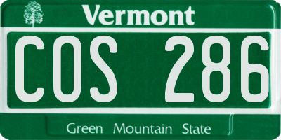 VT license plate COS286