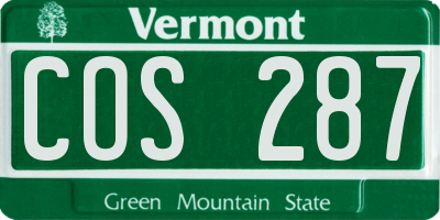 VT license plate COS287
