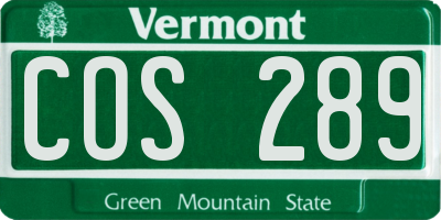 VT license plate COS289