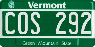 VT license plate COS292