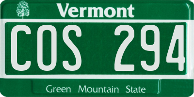 VT license plate COS294
