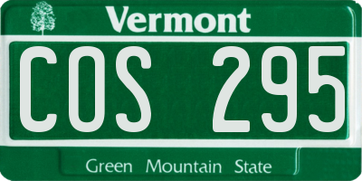VT license plate COS295