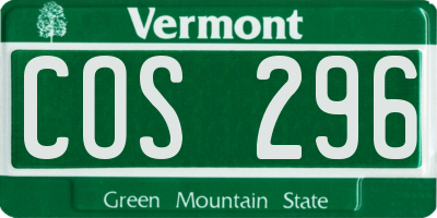 VT license plate COS296