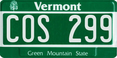 VT license plate COS299