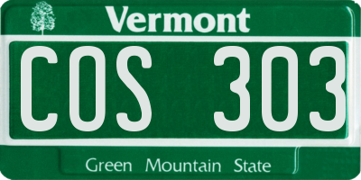 VT license plate COS303
