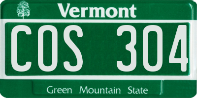 VT license plate COS304