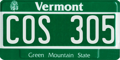 VT license plate COS305