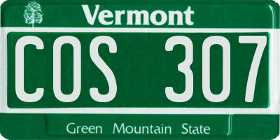 VT license plate COS307