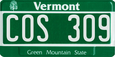VT license plate COS309