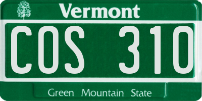 VT license plate COS310