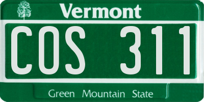 VT license plate COS311