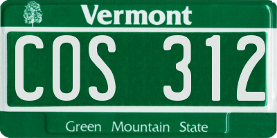 VT license plate COS312