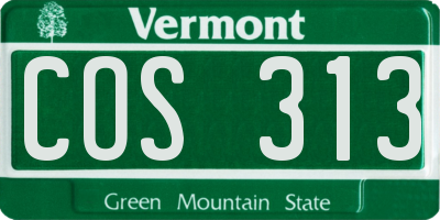 VT license plate COS313