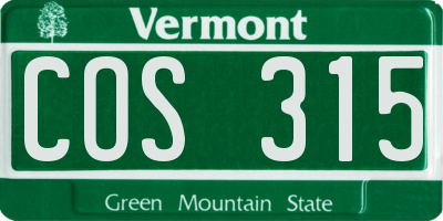 VT license plate COS315