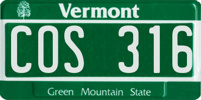 VT license plate COS316