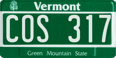 VT license plate COS317