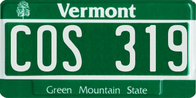 VT license plate COS319
