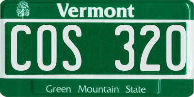 VT license plate COS320