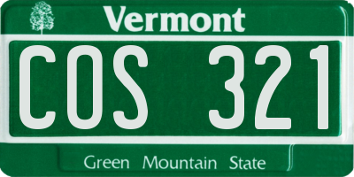 VT license plate COS321