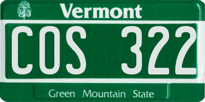 VT license plate COS322