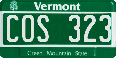 VT license plate COS323