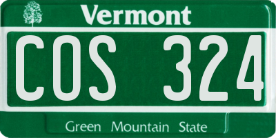 VT license plate COS324