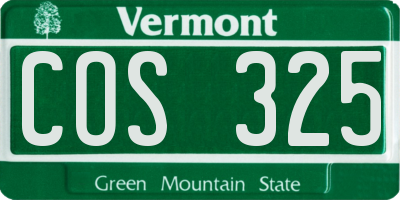 VT license plate COS325