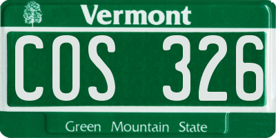 VT license plate COS326