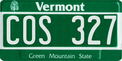 VT license plate COS327