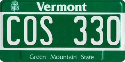 VT license plate COS330