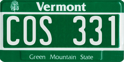 VT license plate COS331