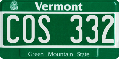 VT license plate COS332