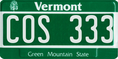 VT license plate COS333