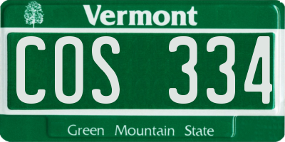 VT license plate COS334