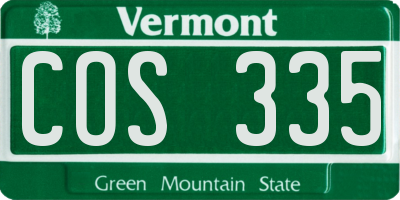 VT license plate COS335