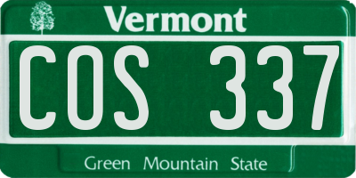 VT license plate COS337