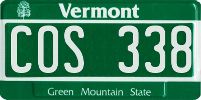 VT license plate COS338