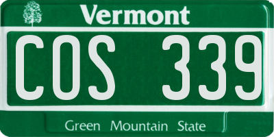 VT license plate COS339