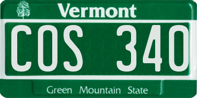 VT license plate COS340
