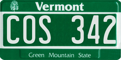 VT license plate COS342