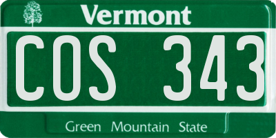 VT license plate COS343