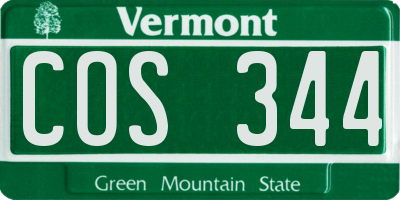 VT license plate COS344