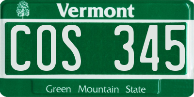 VT license plate COS345