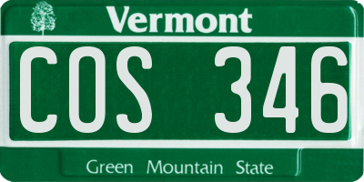 VT license plate COS346