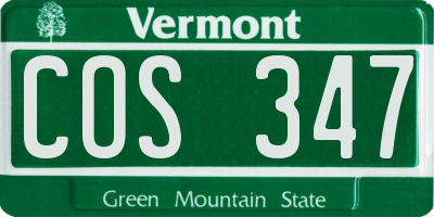 VT license plate COS347