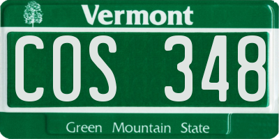 VT license plate COS348