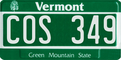 VT license plate COS349